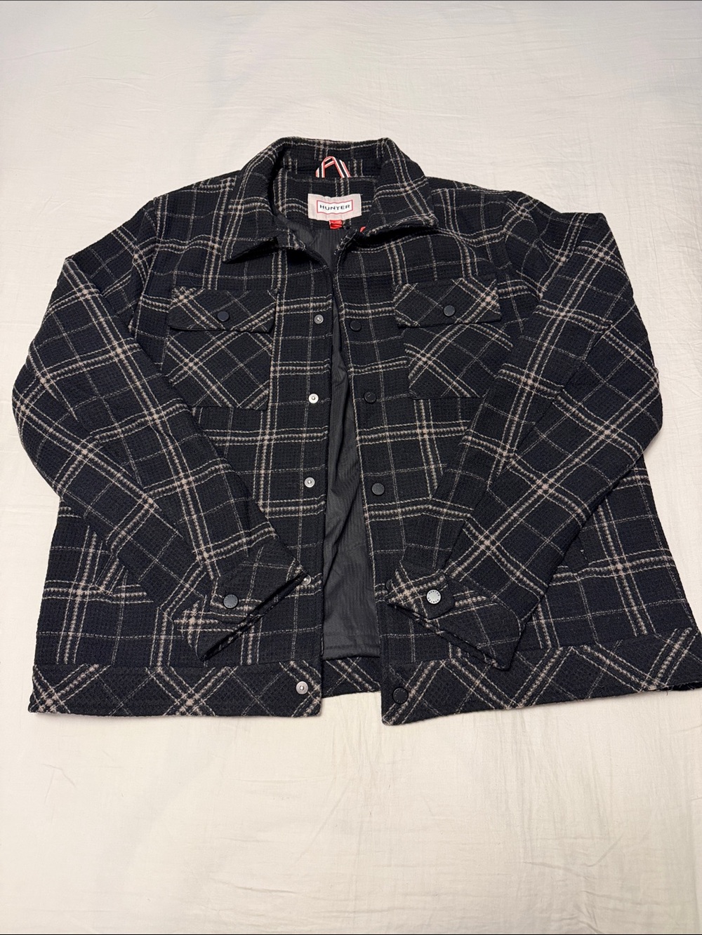 Hunter Black Plaid Quilted Wool Jacket